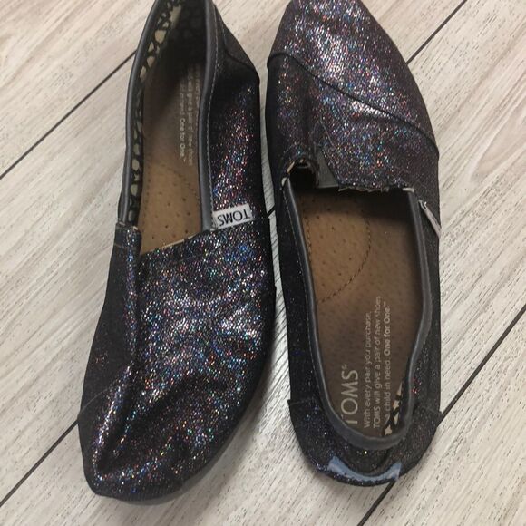Toms purple iridescent flats size W7 - Picture 1 of 8